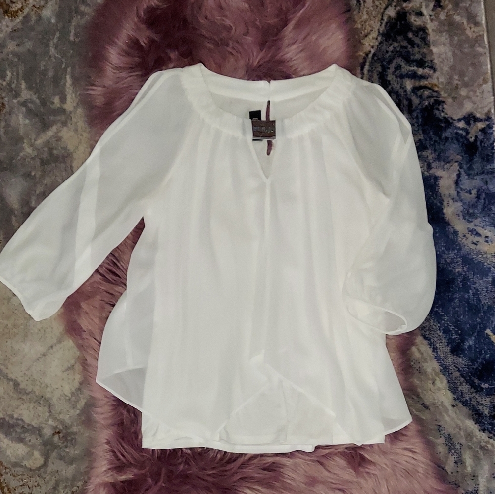 Bcx Womens Embellished Overlay Pullover Blouse